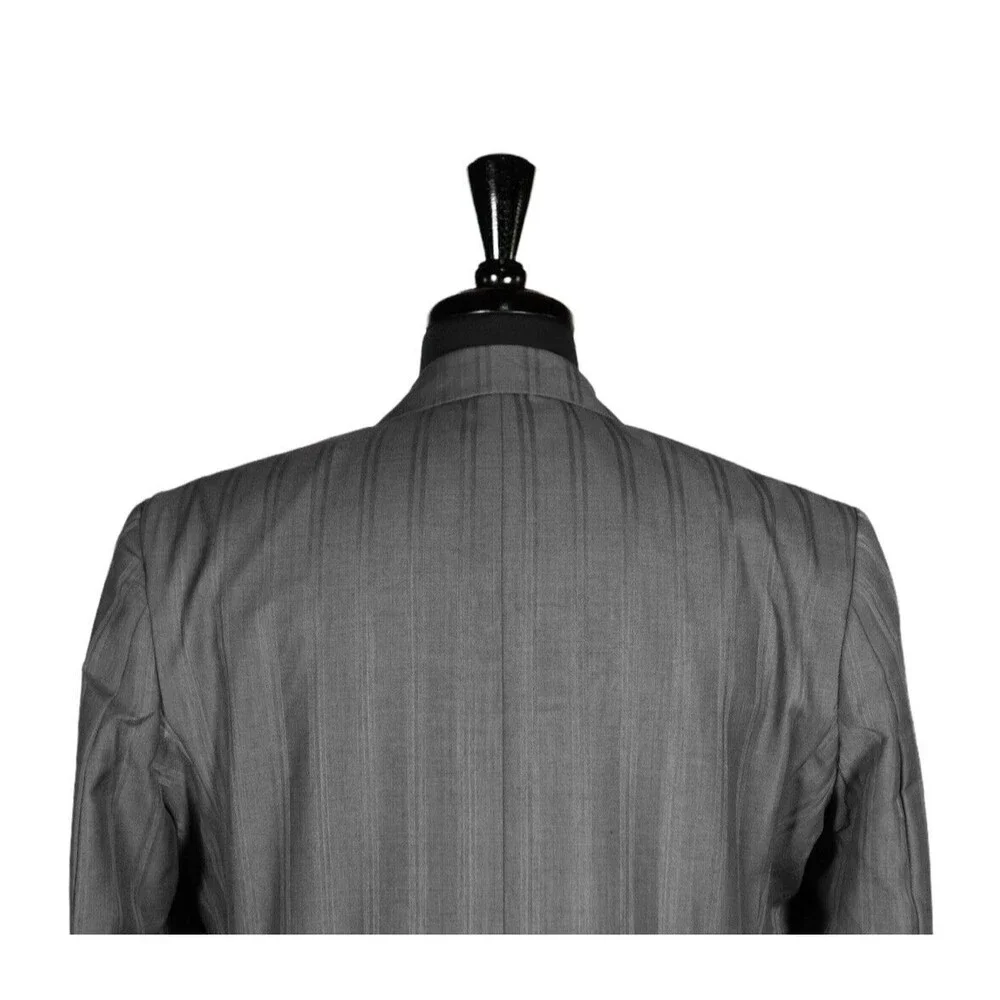 Mens Blazer Gray Striped Wool Business Office Formal Suit Jacket Sport Coat 42R